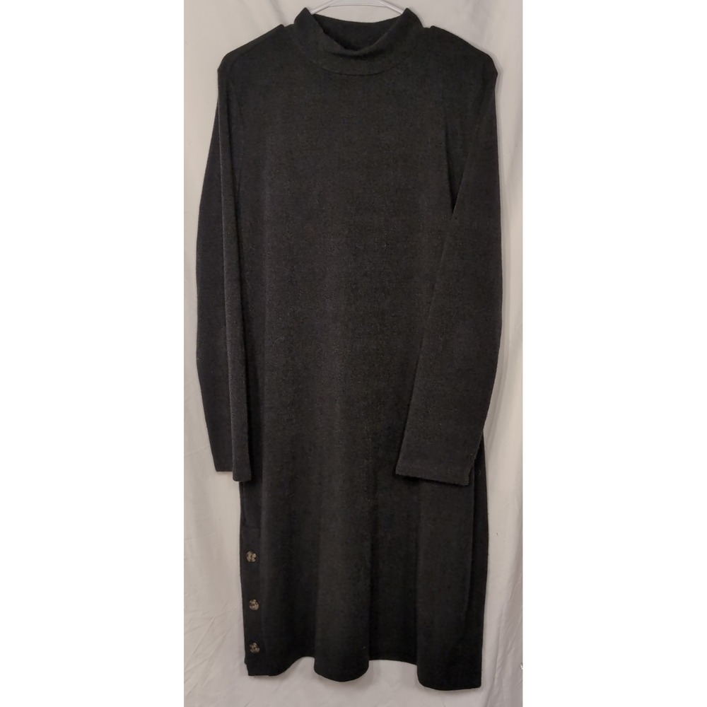 Banana Republic Charcoal Gray Mock Neck Button Detail Sweater Dress XL 516877-03